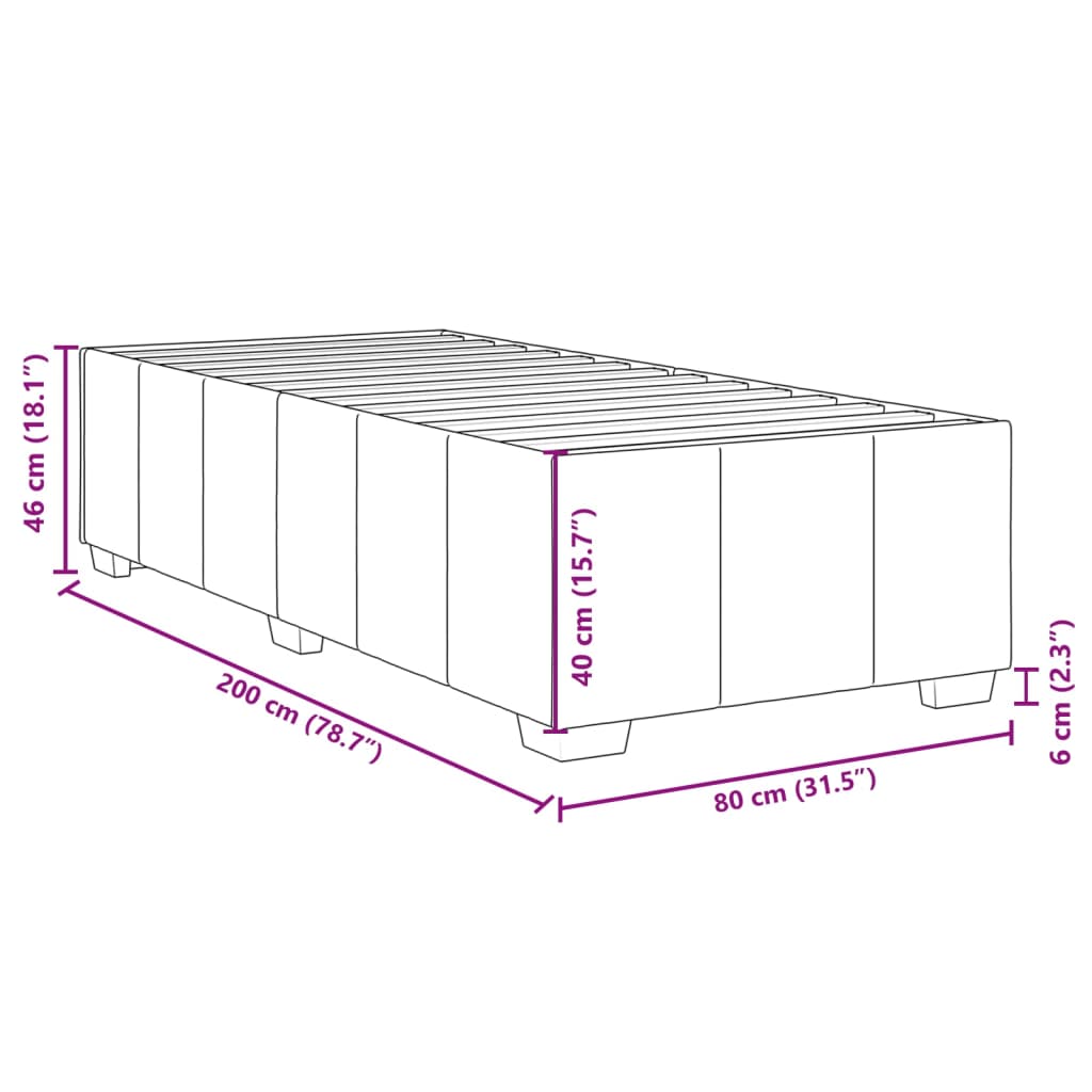 Cadre de lit sans matelas gris foncé 80x200 cm tissu - XIOS