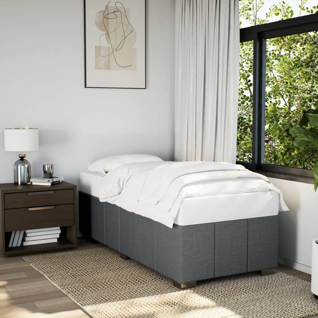 Cadre de lit sans matelas gris foncé 90x200 cm tissu - XIOS