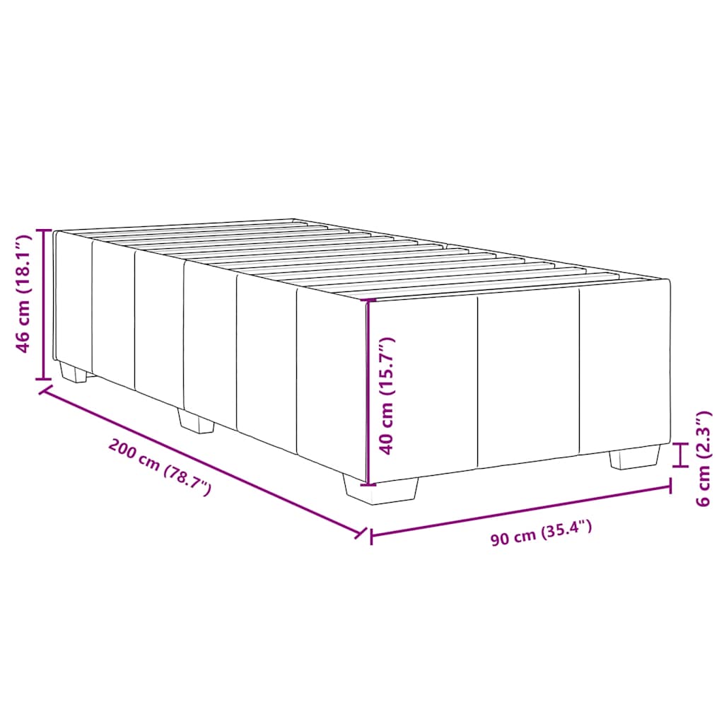 Cadre de lit sans matelas marron foncé 90x200 cm tissu - XIOS