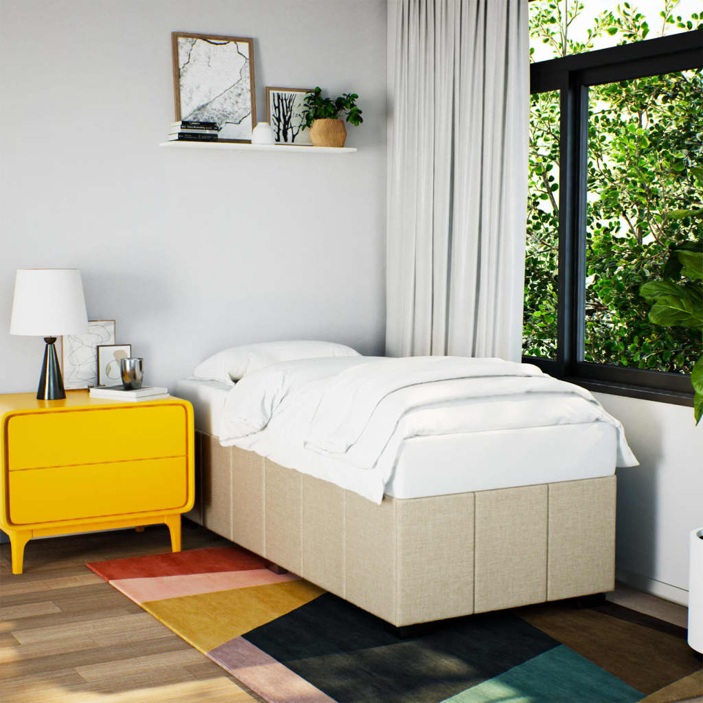 Cadre de lit sans matelas crème 90x200 cm tissu - XIOS