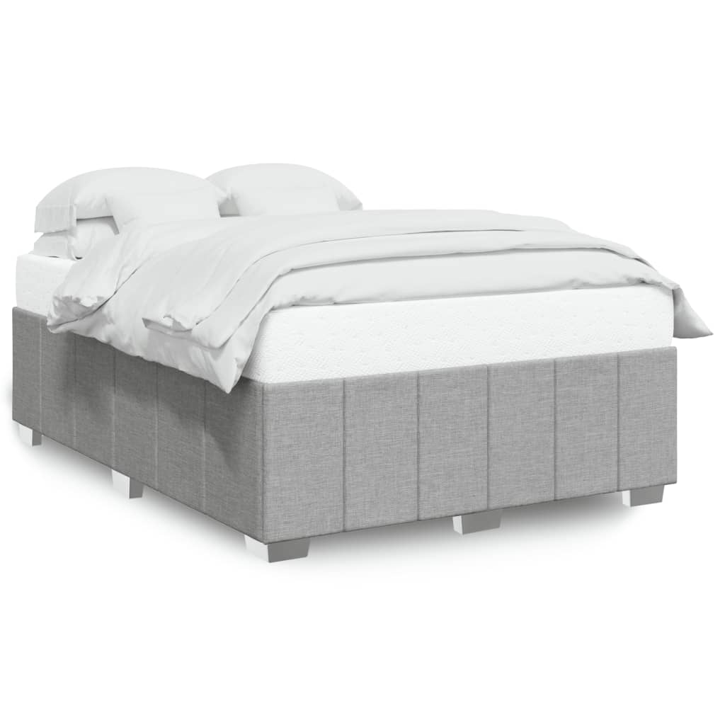 Cadre de lit sans matelas gris clair 140x190 cm tissu - XIOS