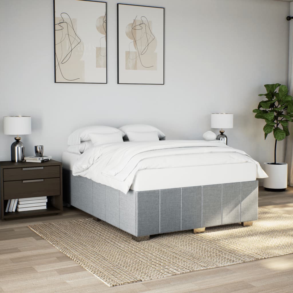 Cadre de lit sans matelas gris clair 140x190 cm tissu - XIOS