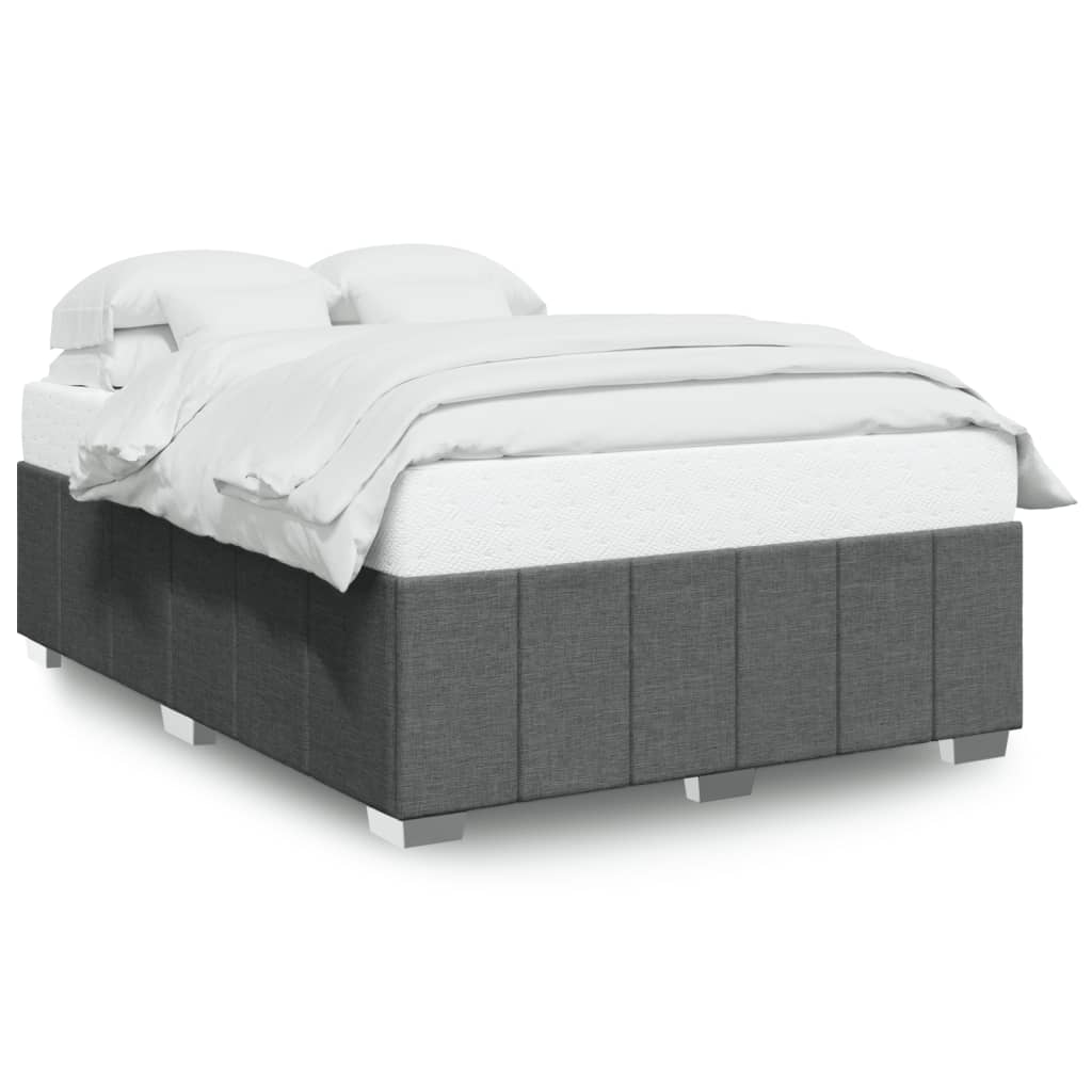 Cadre de lit sans matelas gris foncé 140x190 cm tissu - XIOS