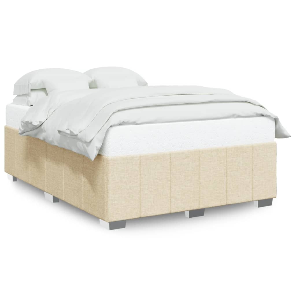 Cadre de lit sans matelas crème 140x190 cm tissu - XIOS