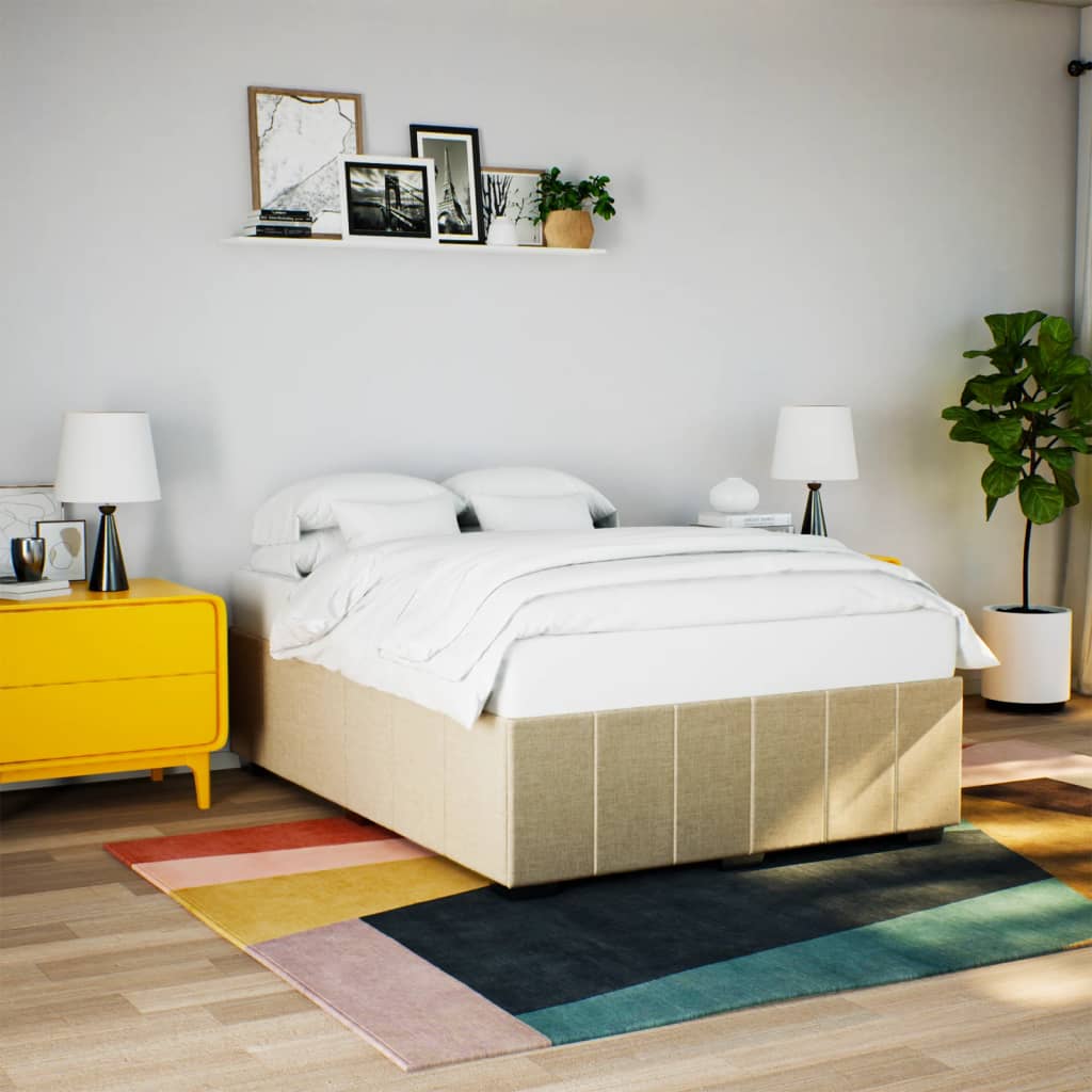 Cadre de lit sans matelas crème 140x190 cm tissu - XIOS