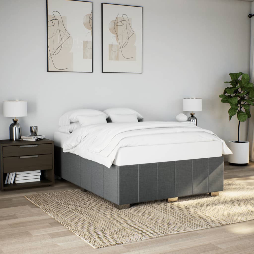 Cadre de lit sans matelas gris foncé 140x200 cm tissu - XIOS