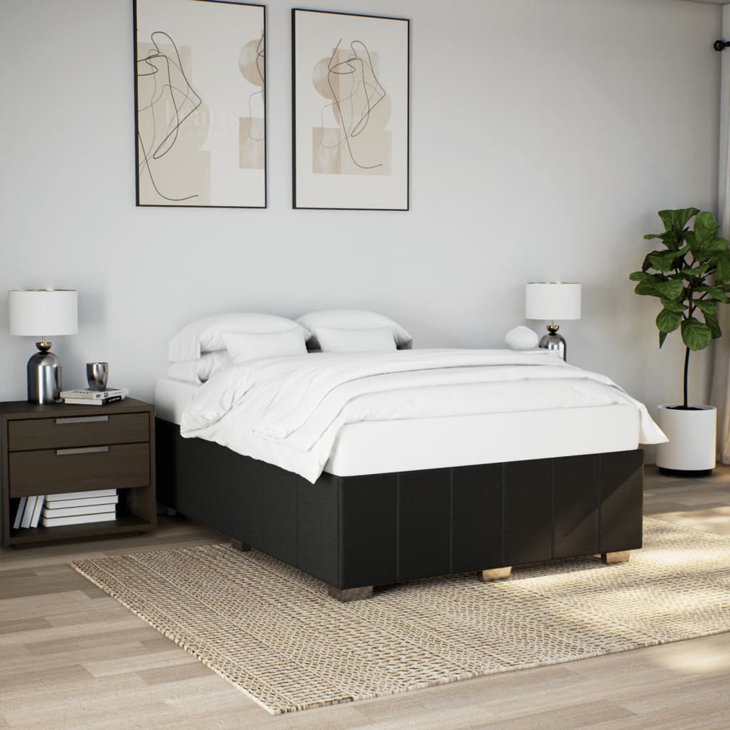 Cadre de lit sans matelas noir 140x200 cm tissu - XIOS