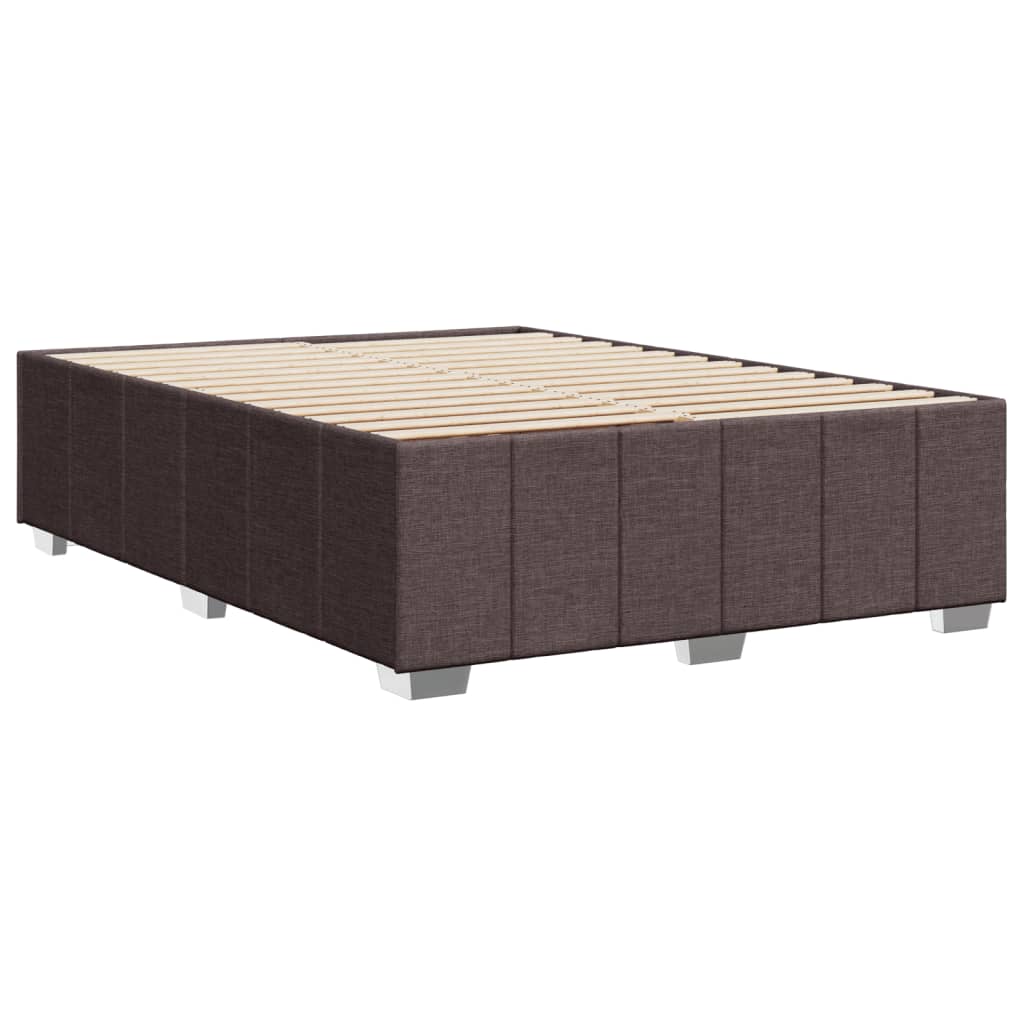 Cadre de lit sans matelas marron foncé 140x200 cm tissu - XIOS