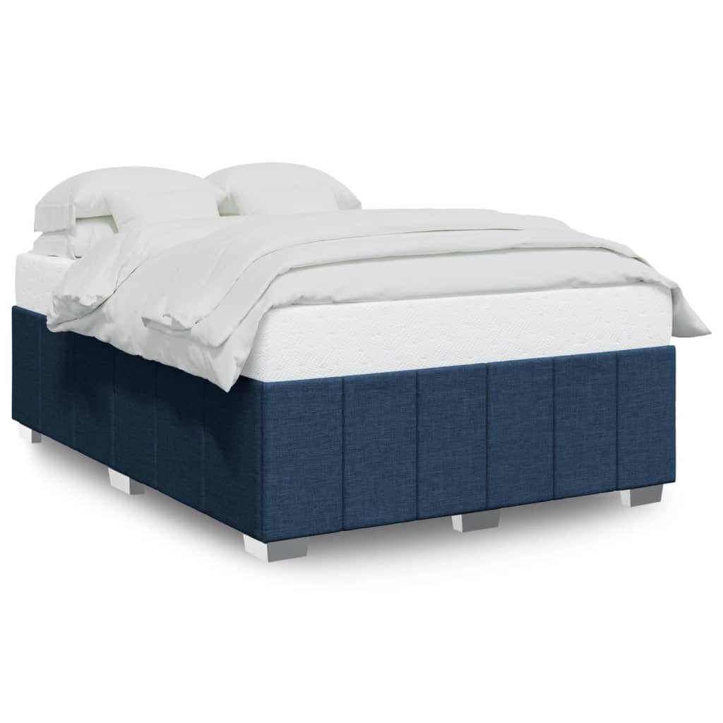 Cadre de lit sans matelas bleu 140x200 cm tissu - XIOS