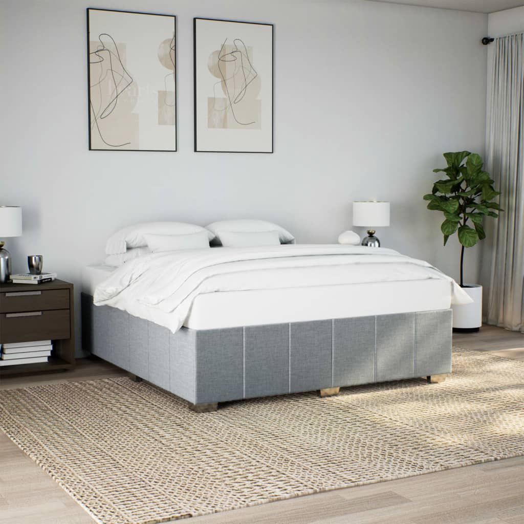 Cadre de lit sans matelas gris clair 180x200 cm tissu - XIOS