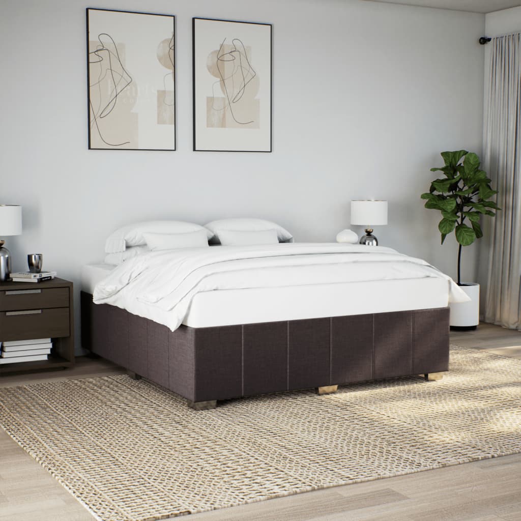 Cadre de lit sans matelas marron foncé 180x200 cm tissu - XIOS