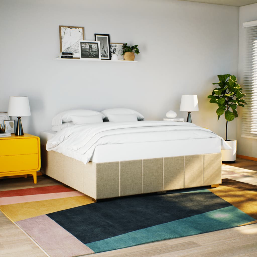 Cadre de lit sans matelas crème 180x200 cm tissu - XIOS