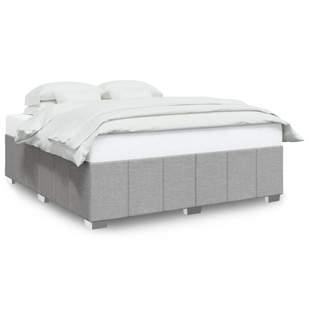 Cadre de lit sans matelas gris clair 200x200 cm tissu - XIOS