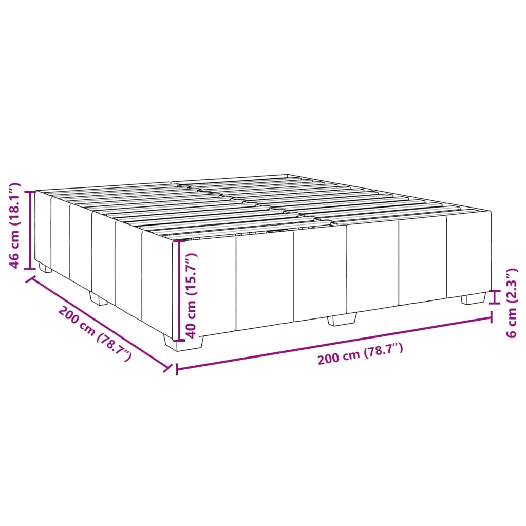 Cadre de lit sans matelas noir 200x200 cm tissu - XIOS