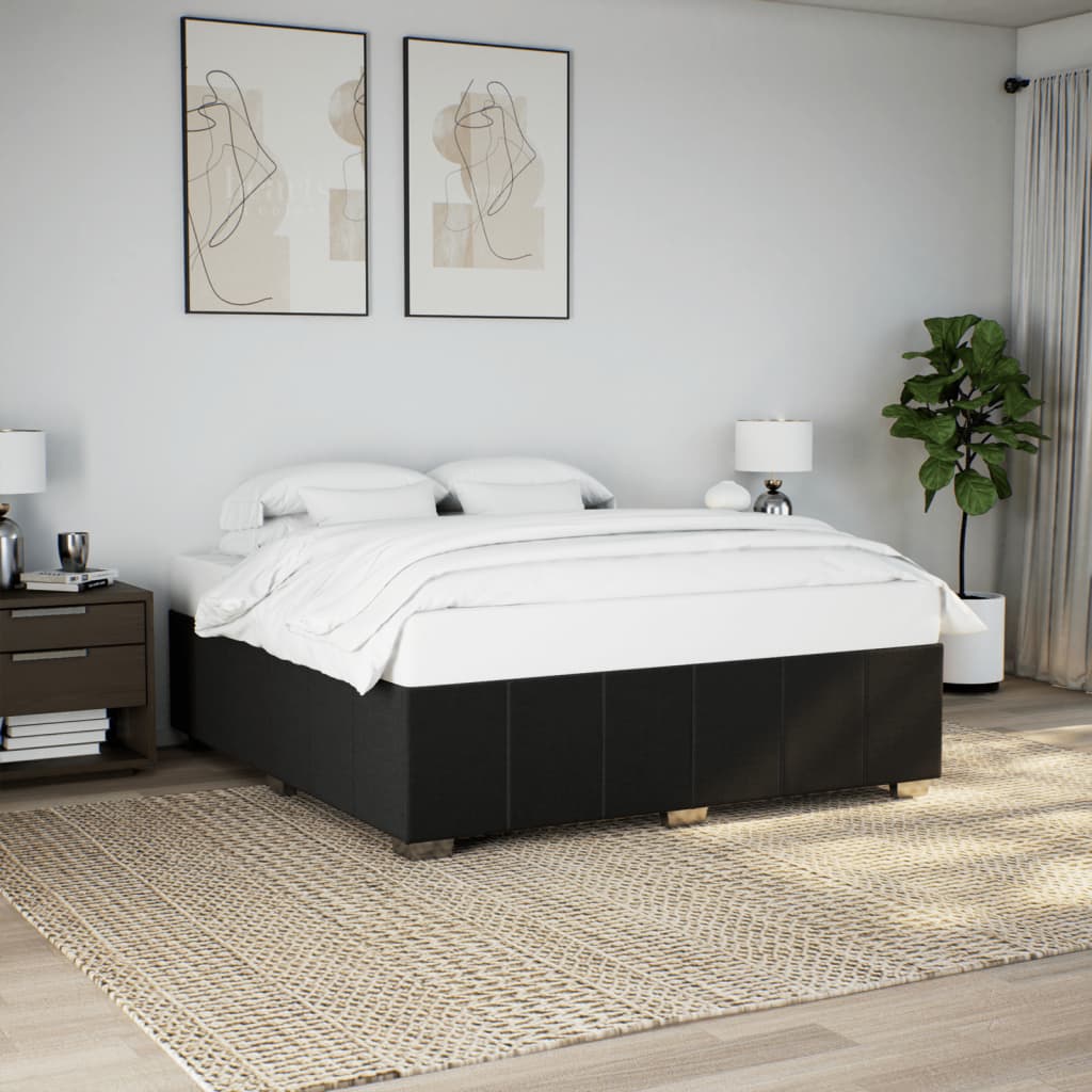 Cadre de lit sans matelas noir 200x200 cm tissu - XIOS