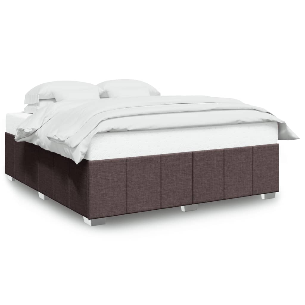 Cadre de lit sans matelas marron foncé 200x200 cm tissu - XIOS
