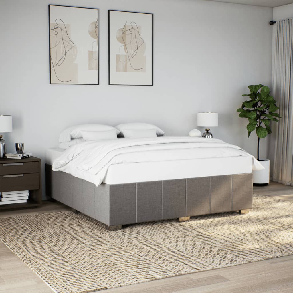 Cadre de lit sans matelas taupe 200x200 cm tissu - XIOS