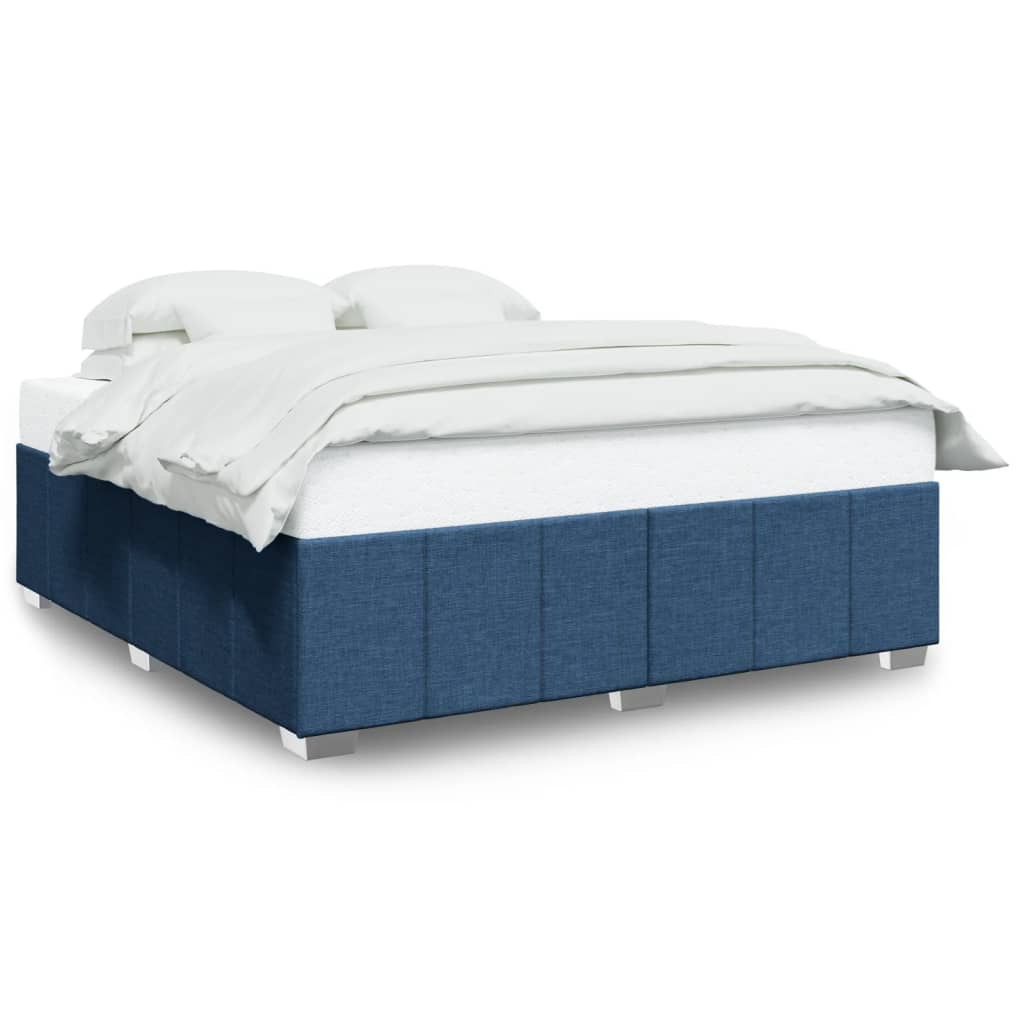 Cadre de lit sans matelas bleu 200x200 cm tissu - XIOS