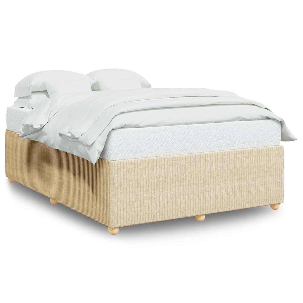 Cadre de lit sans matelas crème 140x190 cm tissu - XIOS