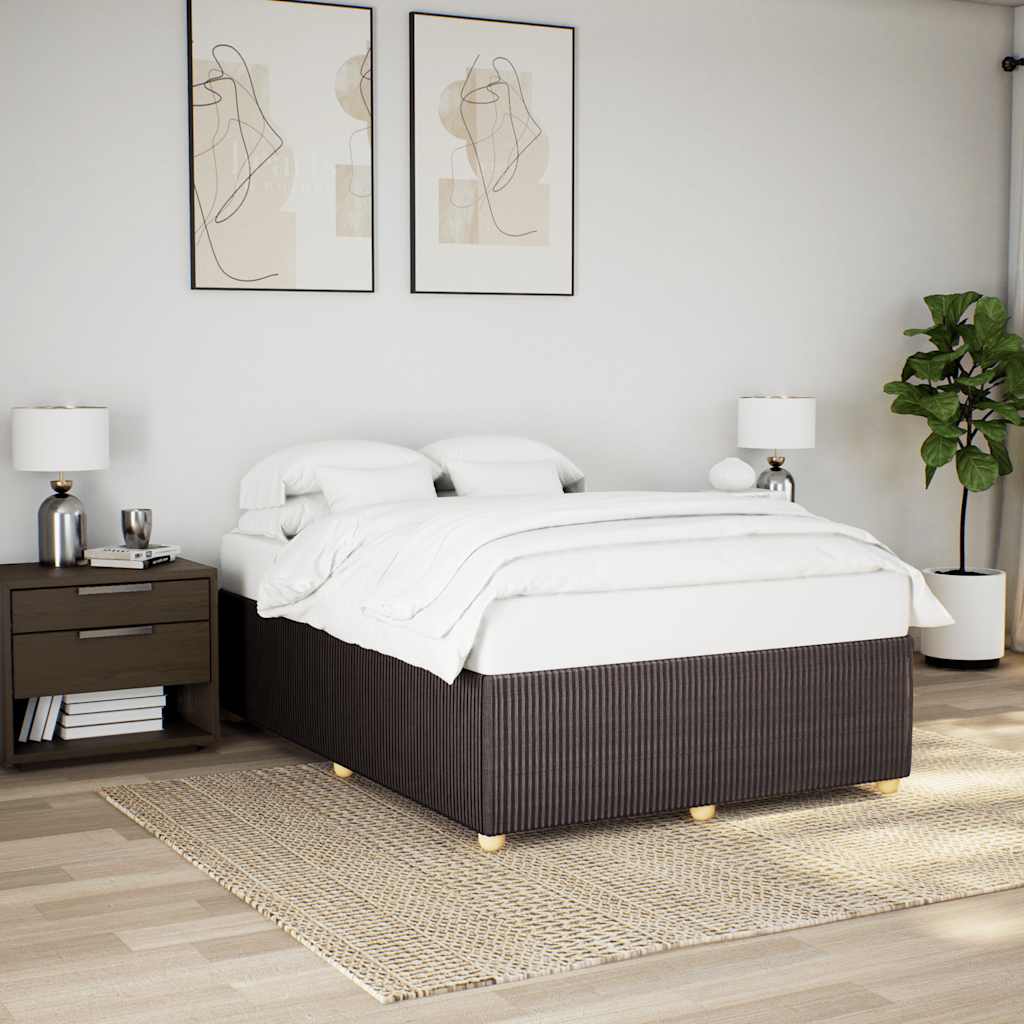Cadre de lit sans matelas marron foncé 160x200 cm tissu - XIOS