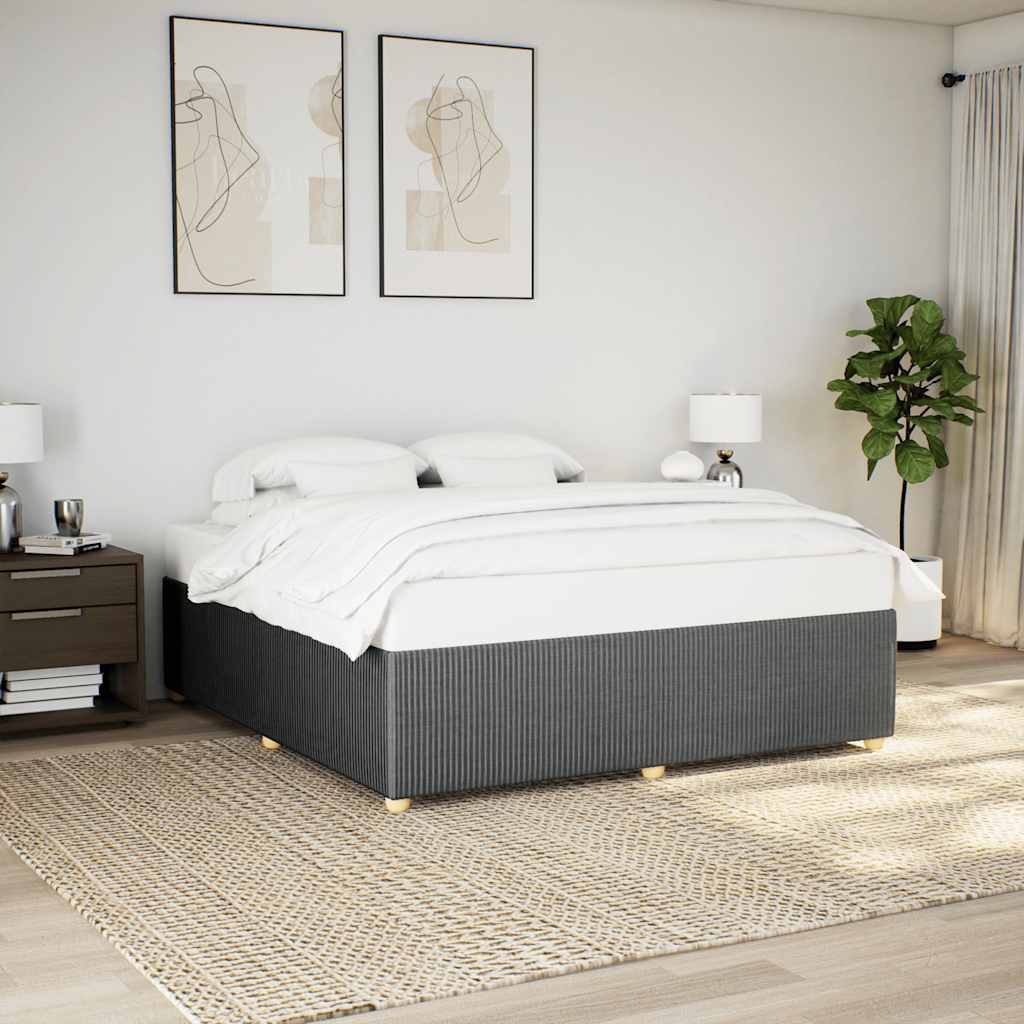 Cadre de lit sans matelas gris foncé 200x200 cm tissu - XIOS