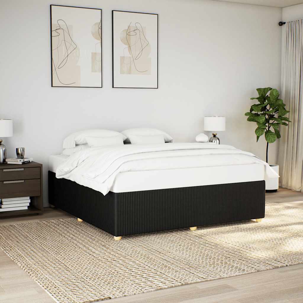 Cadre de lit sans matelas noir 200x200 cm tissu - XIOS