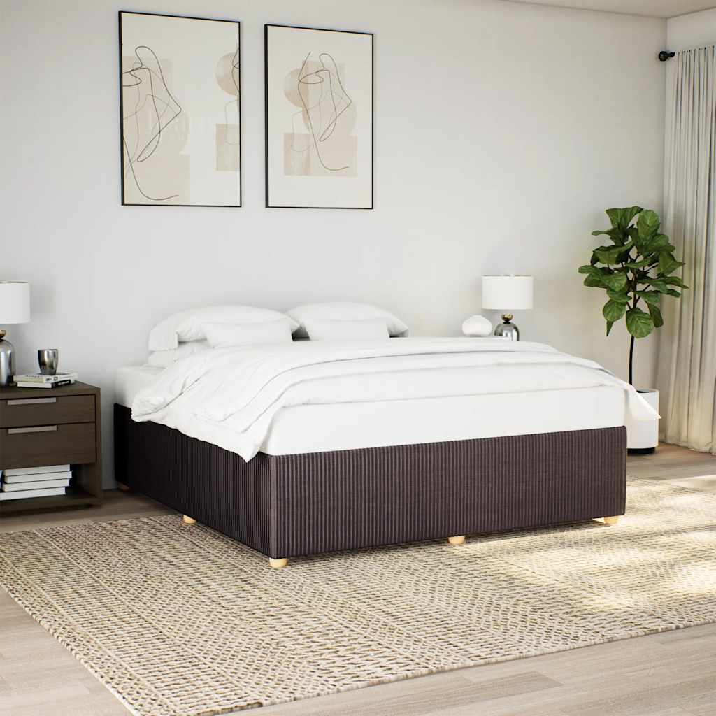 Cadre de lit sans matelas marron foncé 200x200 cm tissu - XIOS