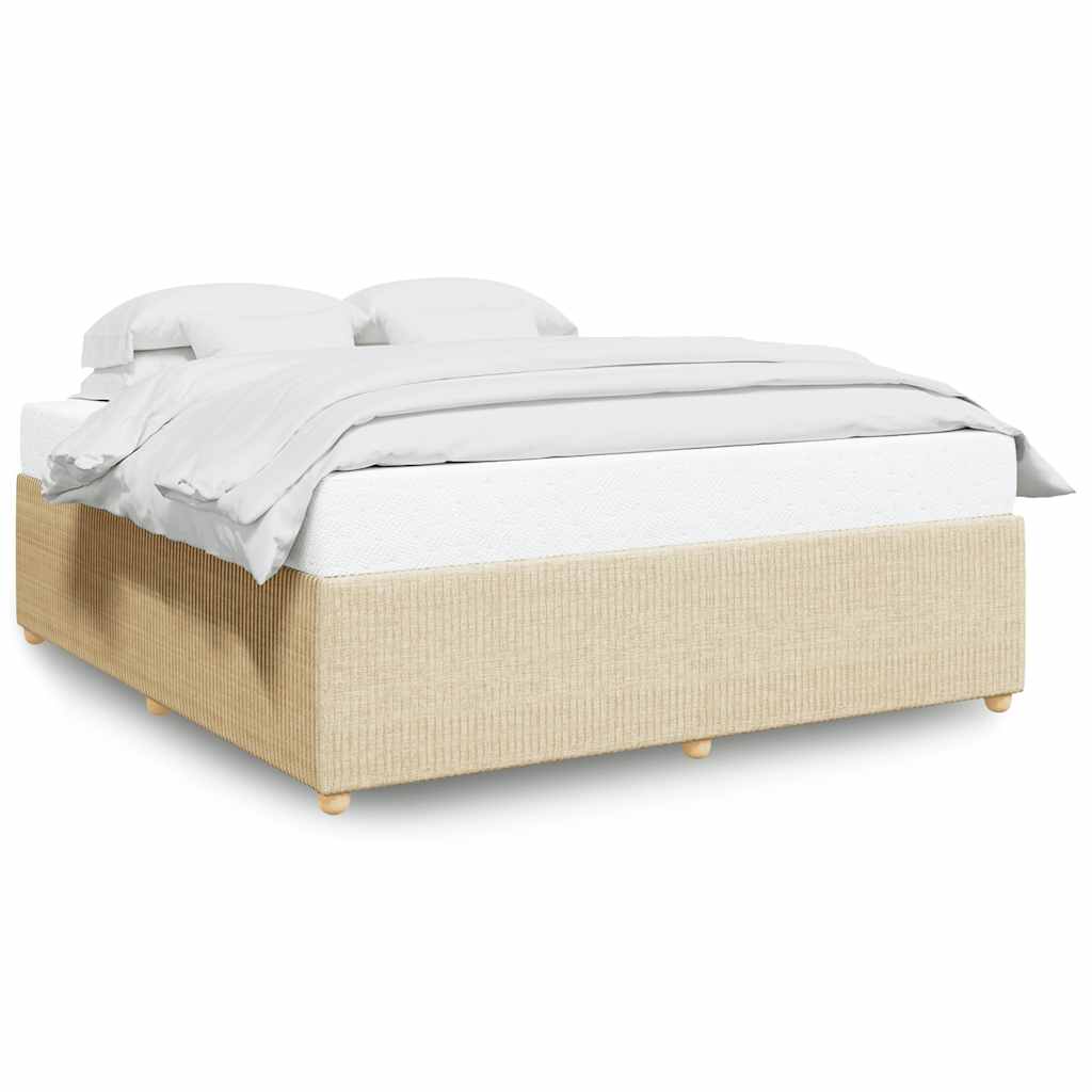 Cadre de lit sans matelas crème 200x200 cm tissu - XIOS