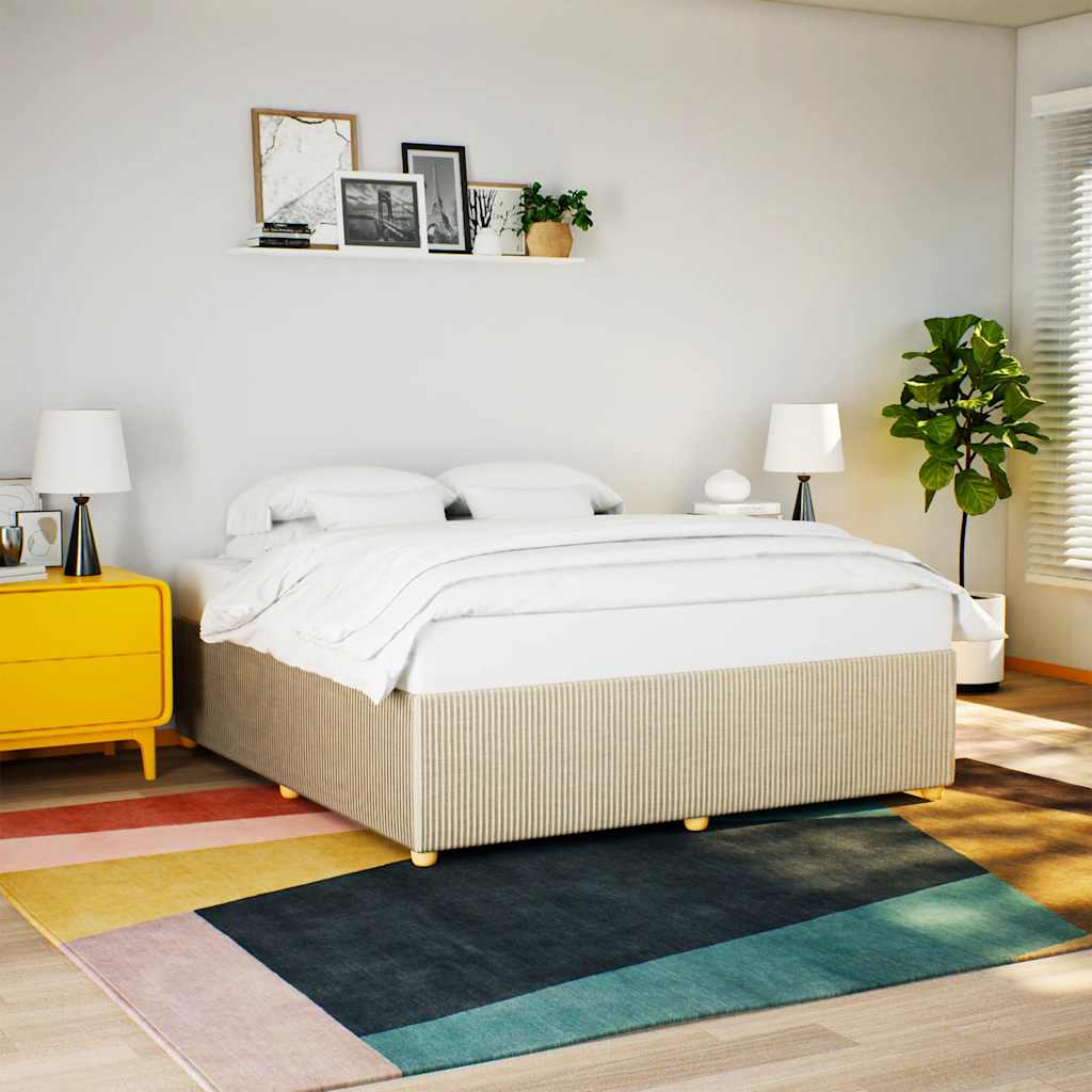 Cadre de lit sans matelas crème 200x200 cm tissu - XIOS