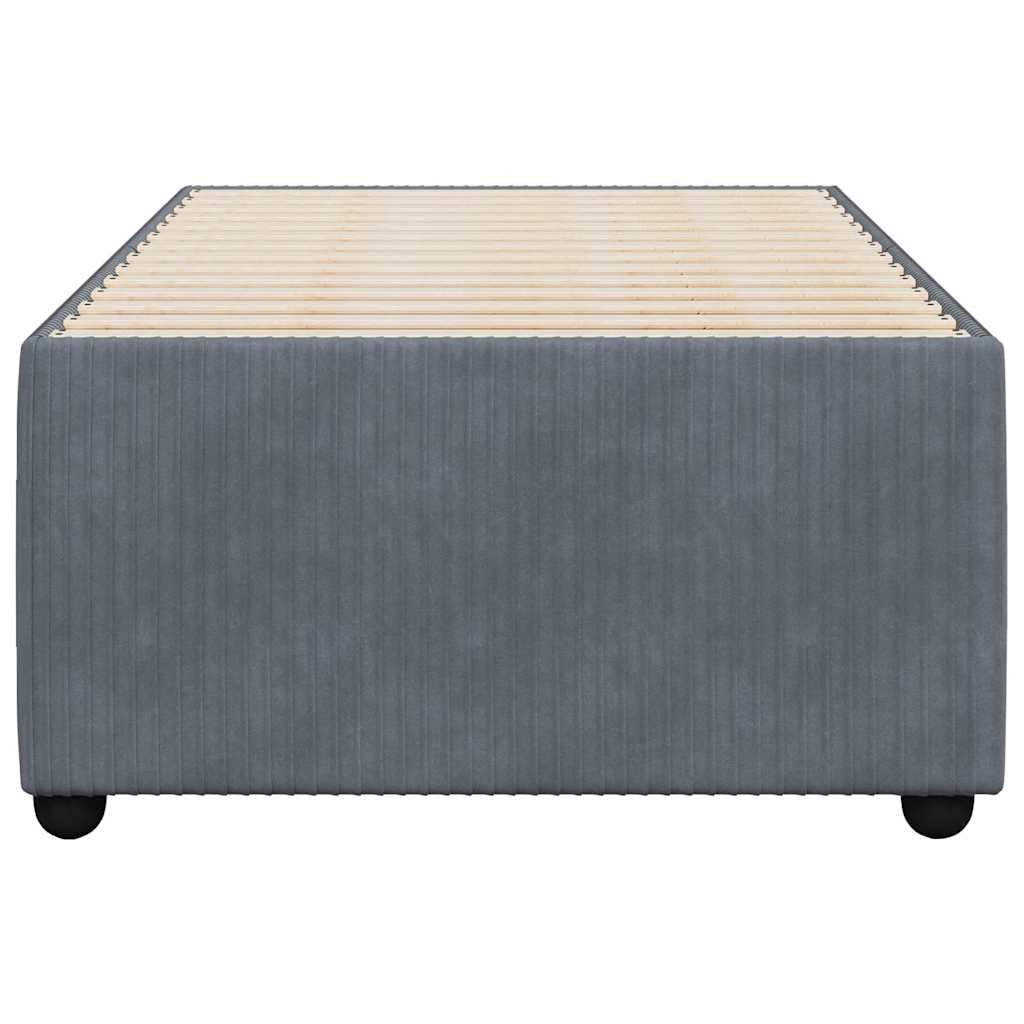 Cadre de lit sans matelas gris foncé 90x190 cm velours - XIOS