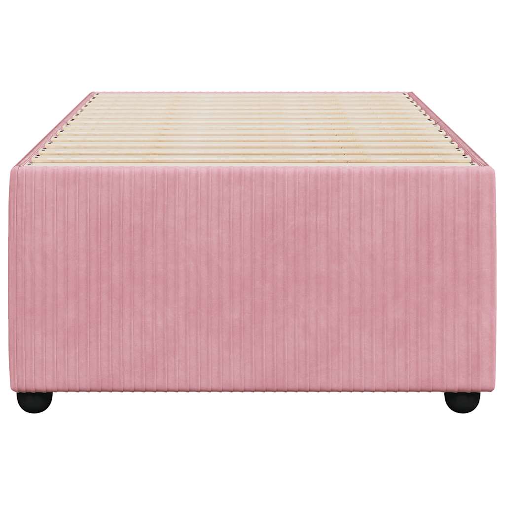 Cadre de lit sans matelas rose 90x200 cm velours - XIOS