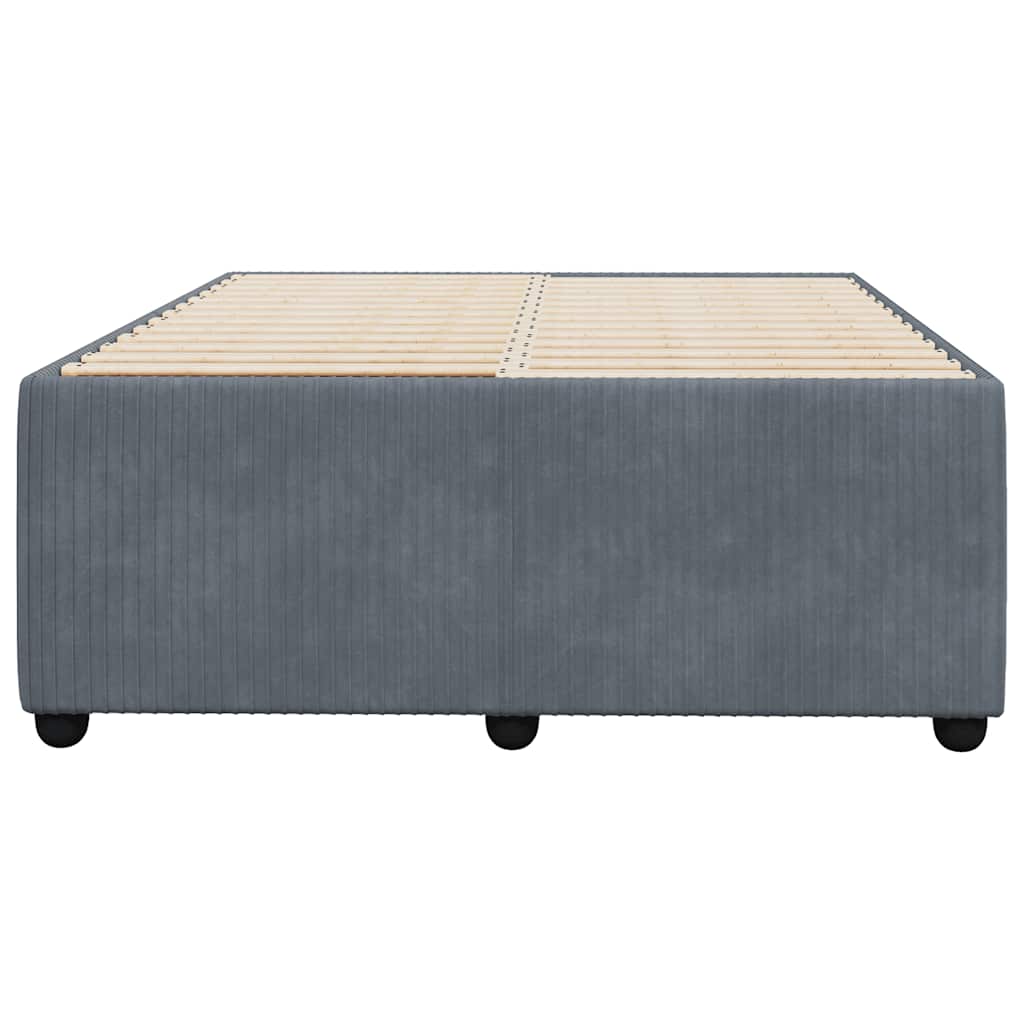Cadre de lit sans matelas gris foncé 120x190 cm velours - XIOS