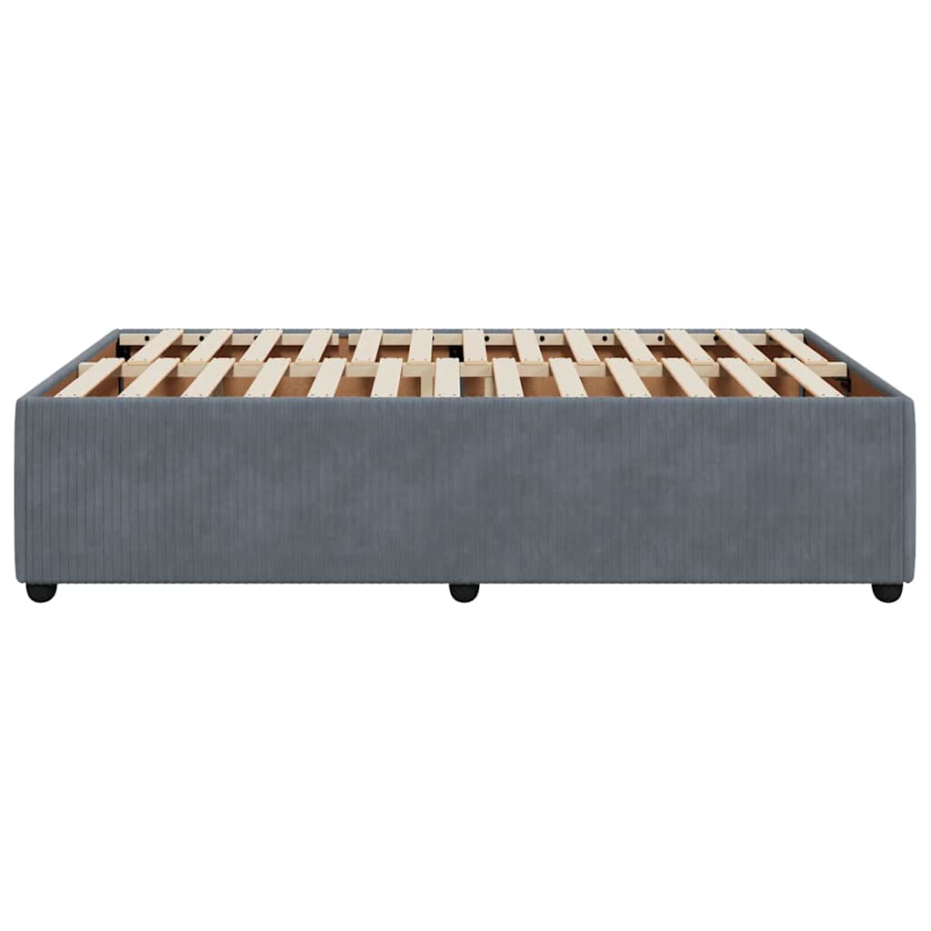 Cadre de lit sans matelas gris foncé 120x190 cm velours - XIOS
