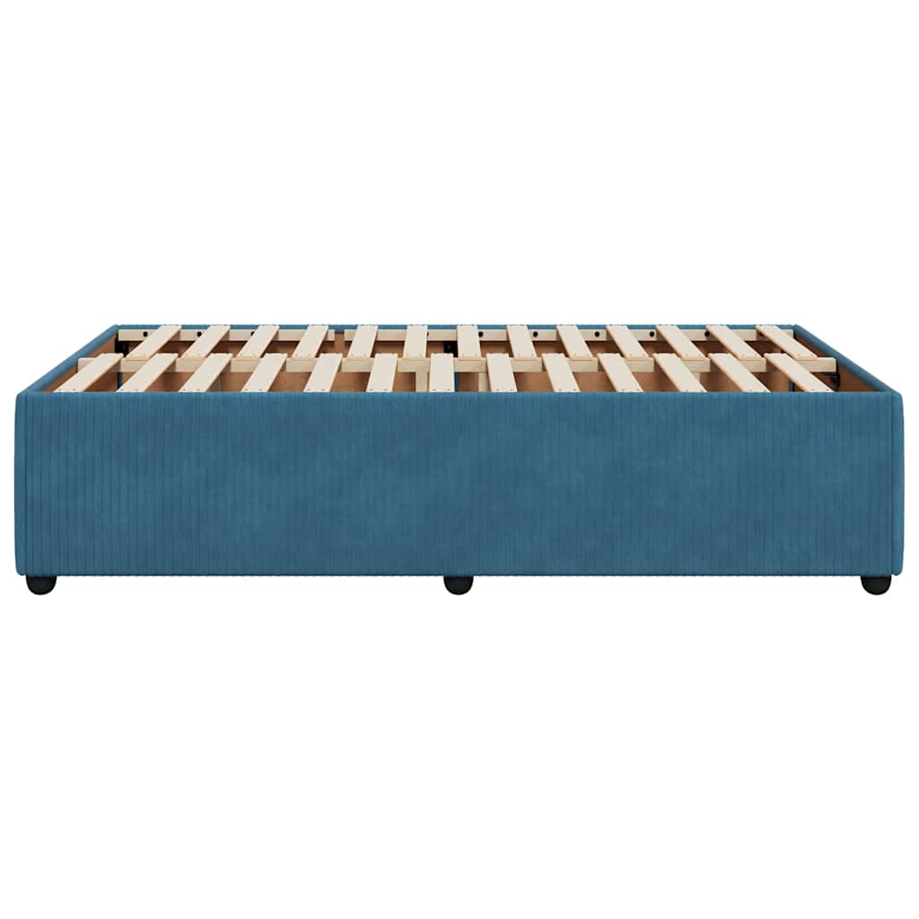 Cadre de lit sans matelas bleu 120x190 cm velours - XIOS