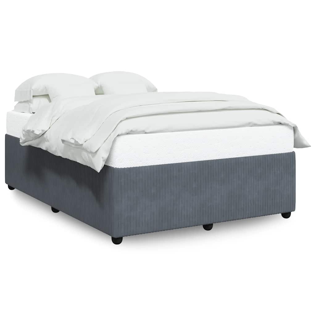Cadre de lit sans matelas gris foncé 140x190 cm velours - XIOS