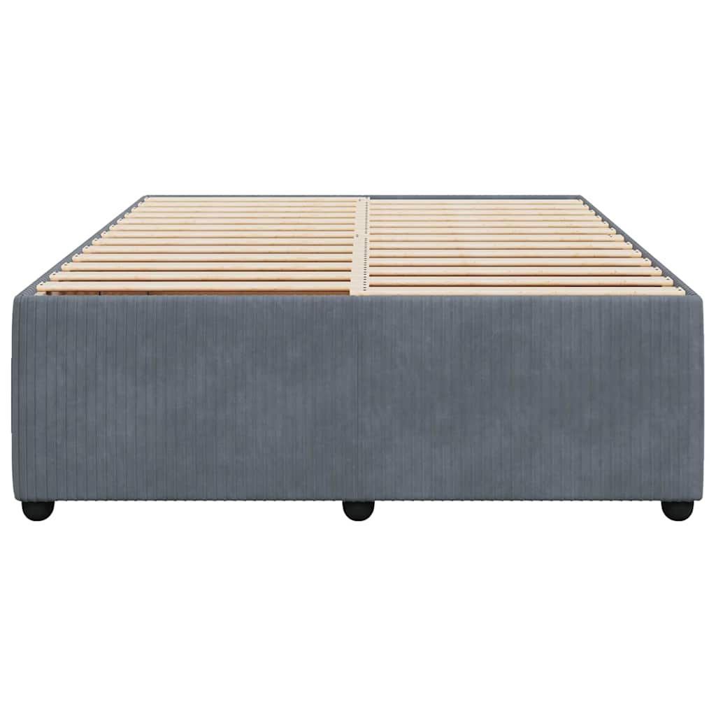 Cadre de lit sans matelas gris foncé 140x190 cm velours - XIOS