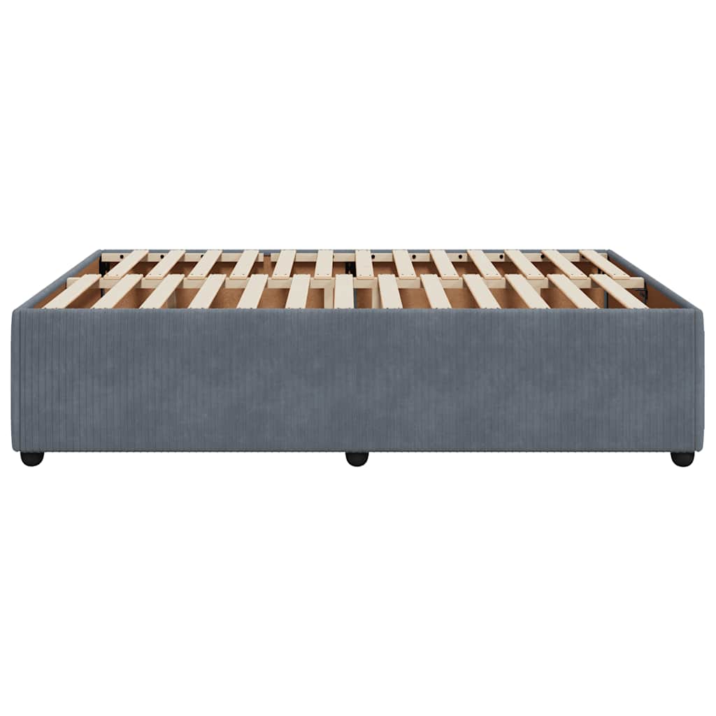 Cadre de lit sans matelas gris foncé 140x190 cm velours - XIOS