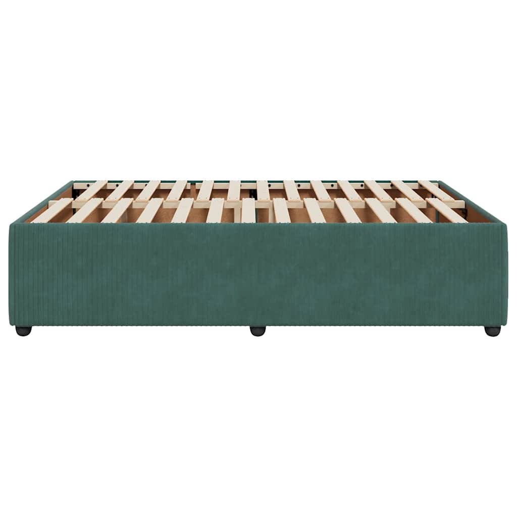 Cadre de lit sans matelas vert foncé 140x190 cm velours - XIOS