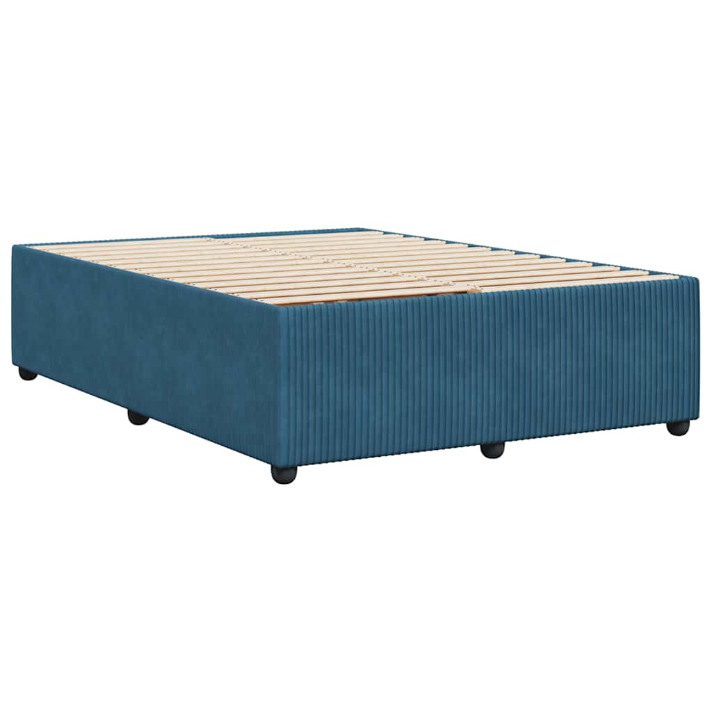 Cadre de lit sans matelas bleu 140x190 cm velours - XIOS