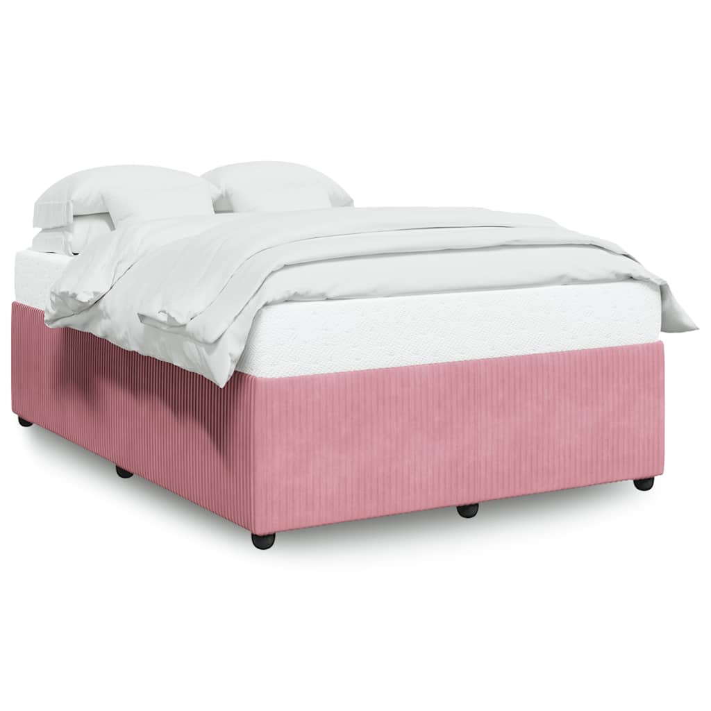 Cadre de lit sans matelas rose 140x190 cm velours - XIOS