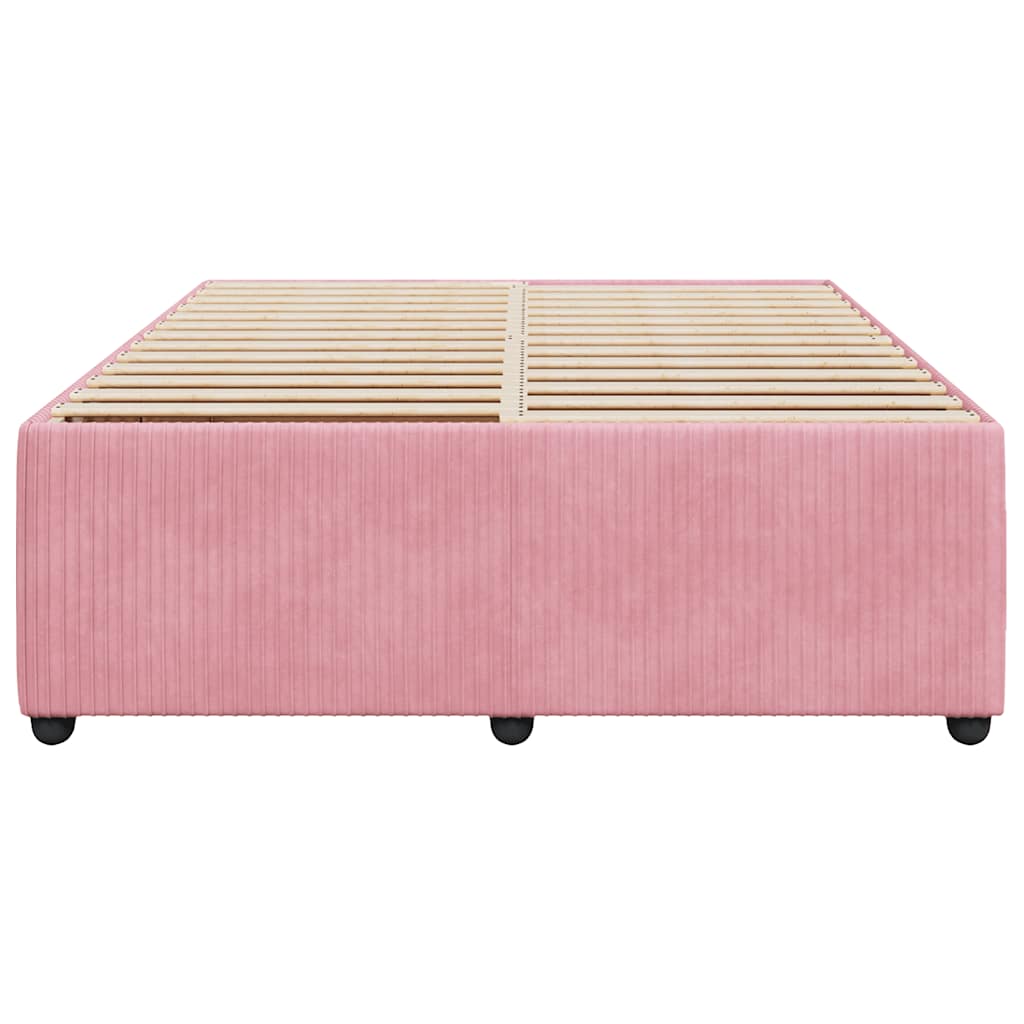 Cadre de lit sans matelas rose 140x190 cm velours - XIOS