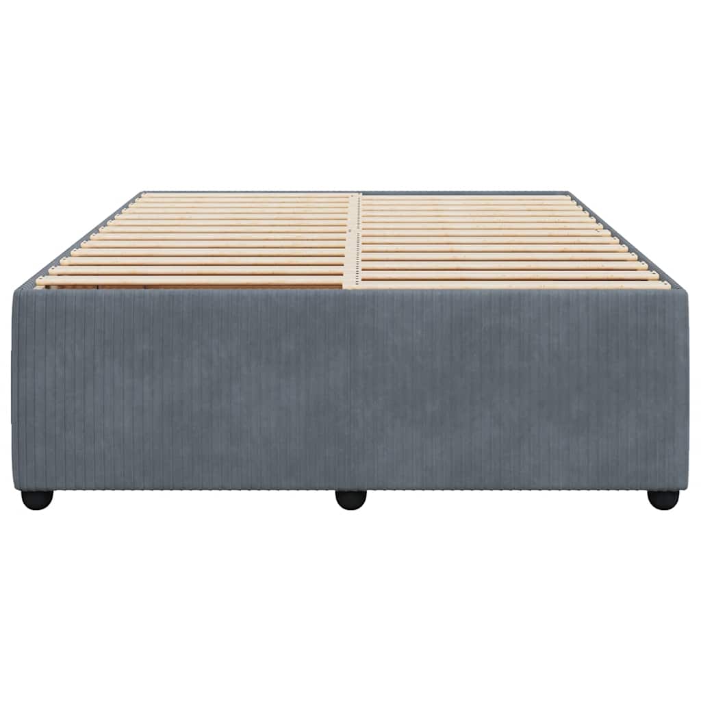 Cadre de lit sans matelas gris foncé 140x200 cm velours - XIOS