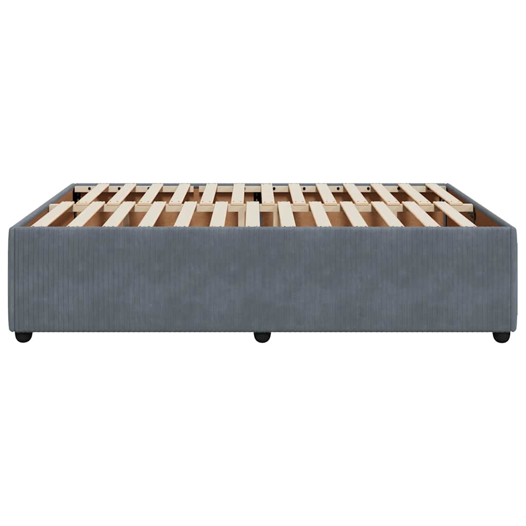 Cadre de lit sans matelas gris foncé 140x200 cm velours - XIOS