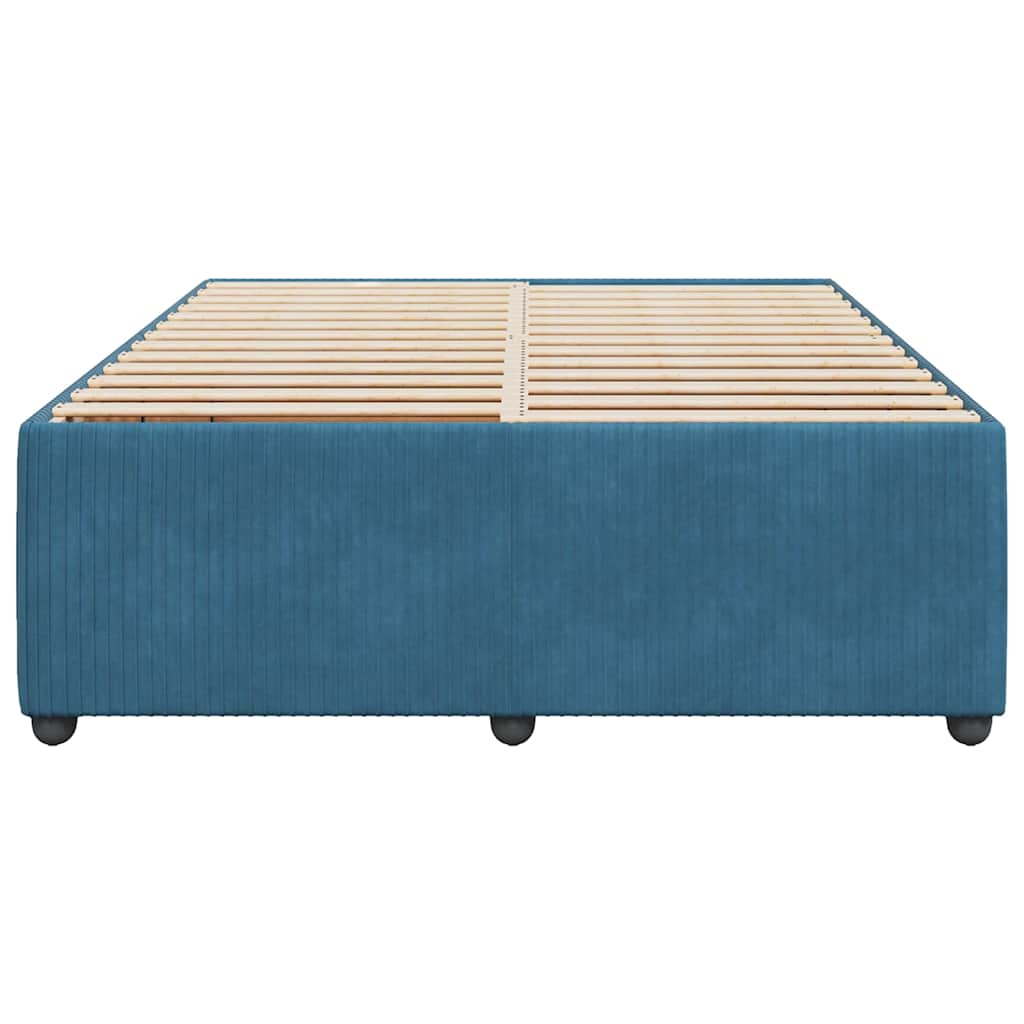 Cadre de lit sans matelas bleu 140x200 cm velours - XIOS