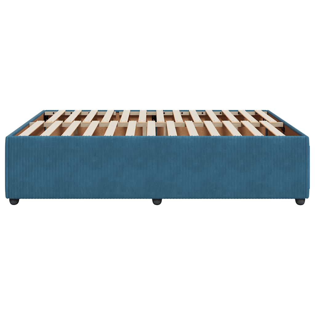 Cadre de lit sans matelas bleu 140x200 cm velours - XIOS