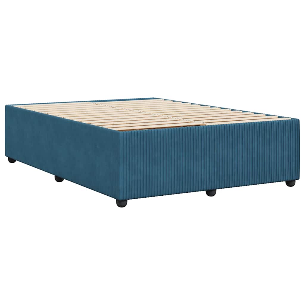 Cadre de lit sans matelas bleu 140x200 cm velours - XIOS