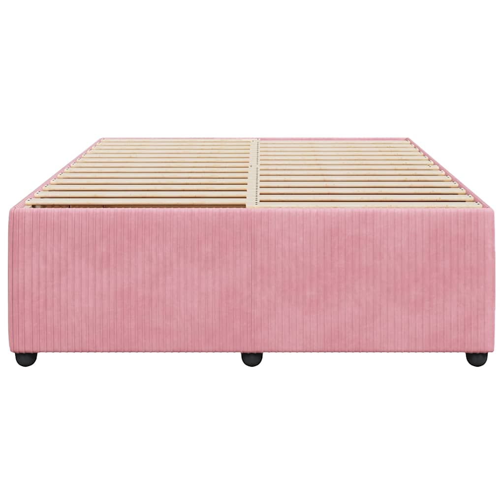 Cadre de lit sans matelas rose 140x200 cm velours - XIOS