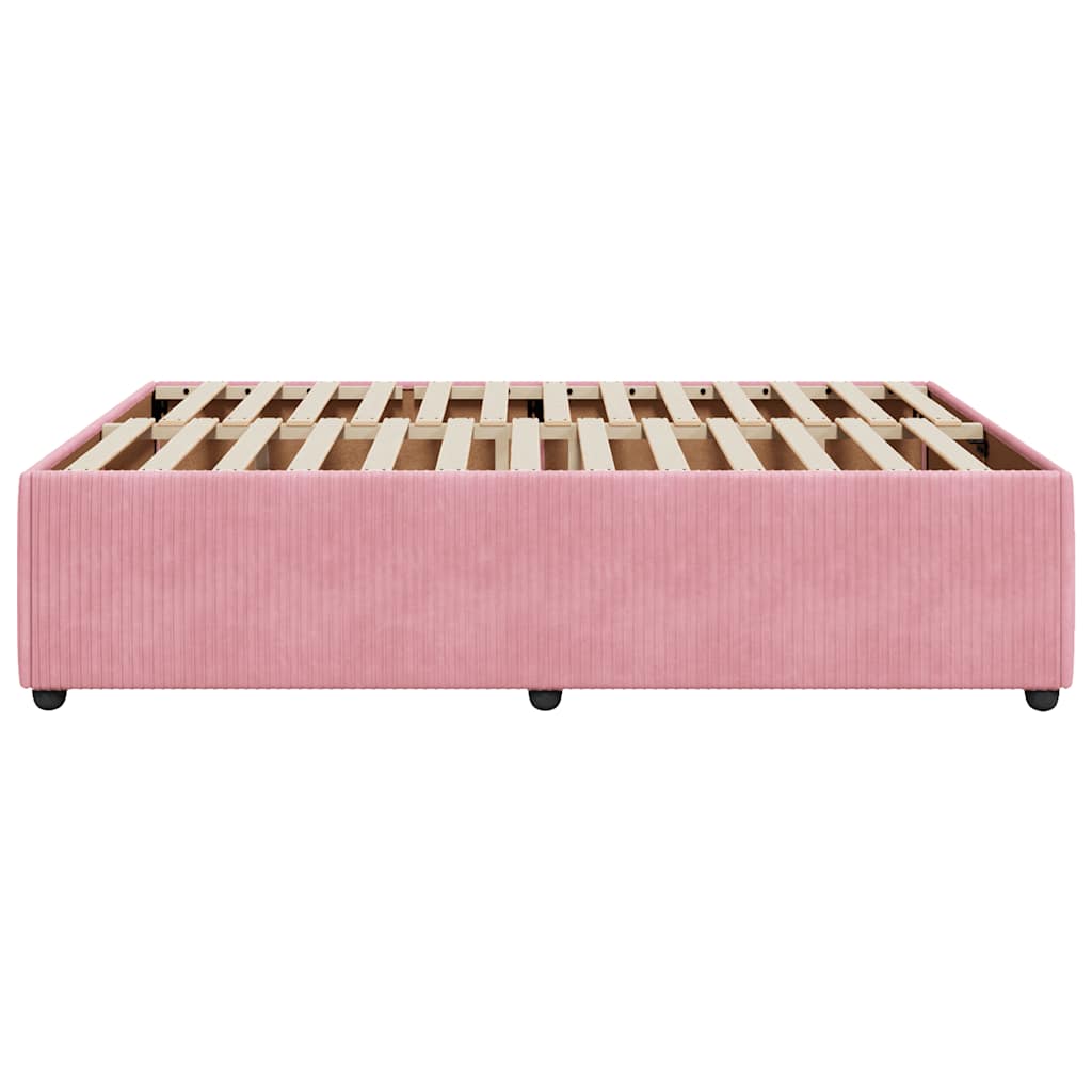 Cadre de lit sans matelas rose 140x200 cm velours - XIOS