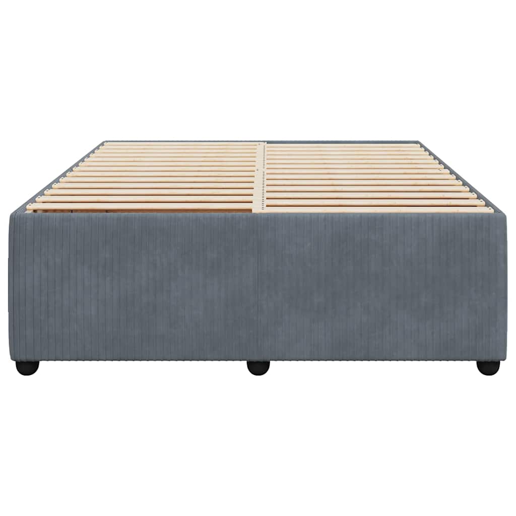 Cadre de lit sans matelas gris foncé 160x200 cm velours - XIOS