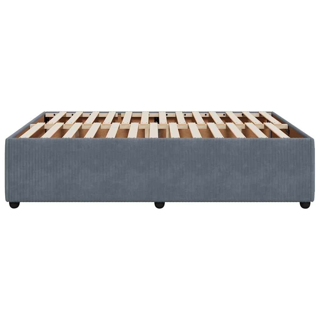 Cadre de lit sans matelas gris foncé 160x200 cm velours - XIOS